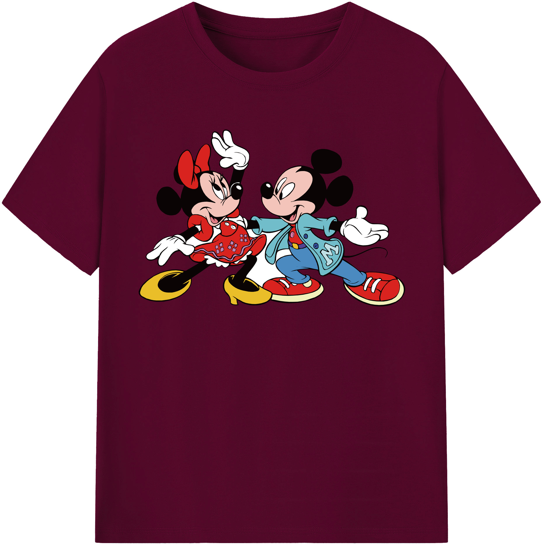 （画像用） ミッキーマウス Mickey Mouse レディースカジュアルプリントTシャツ（綿100％）